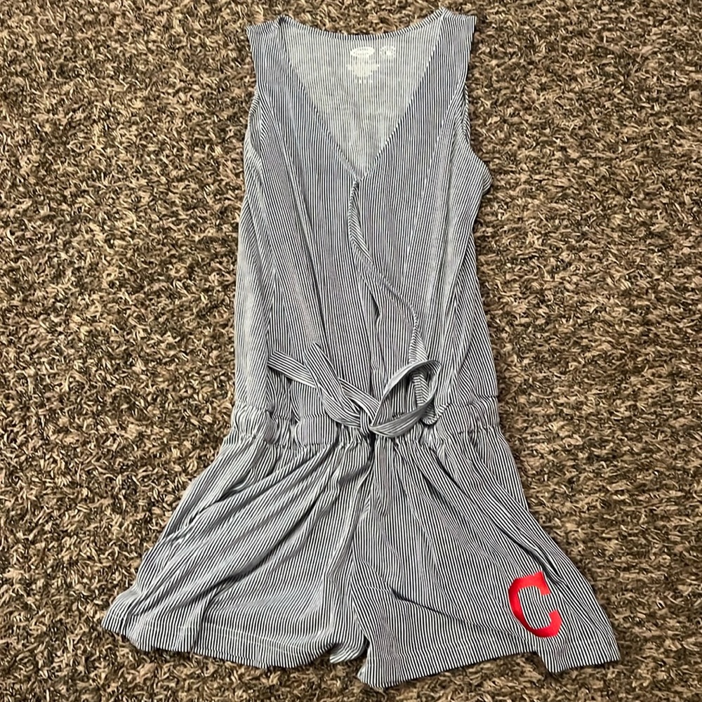 Blue and white striped romper Size Large - New without tags/never wore